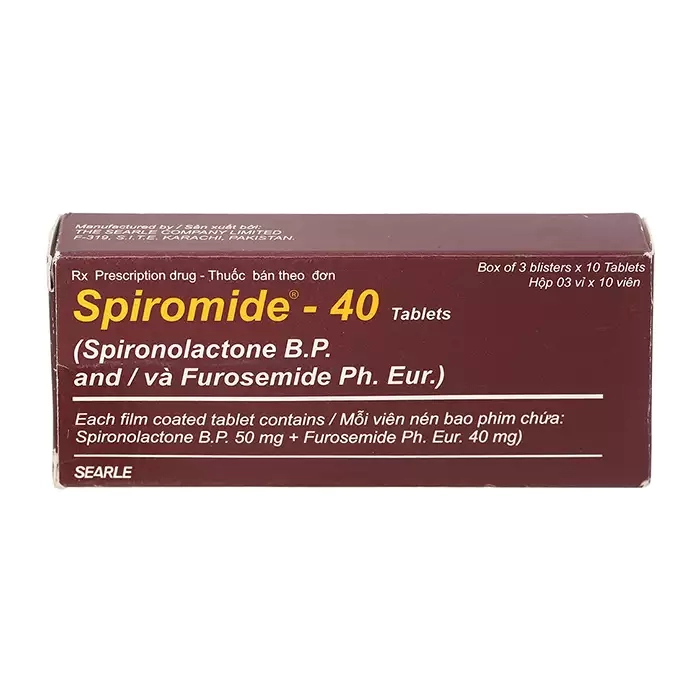 Spiromide 40mg/50mg Searle 3 vỉ x 10 viên - Điều trị tăng huyết áp