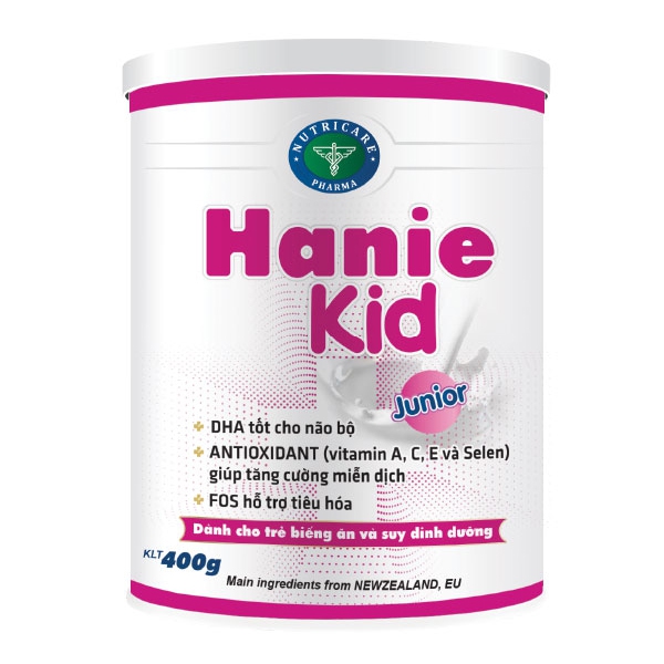 Sữa bột Hanie Kid Junior dành cho trẻ biếng ăn & suy dinh dưỡng 1-10 tuổi, 400g