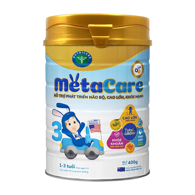 Sữa bột Nutricare Metacare 3 phát triển toàn diện cho trẻ 1-3 tuổi, 400g