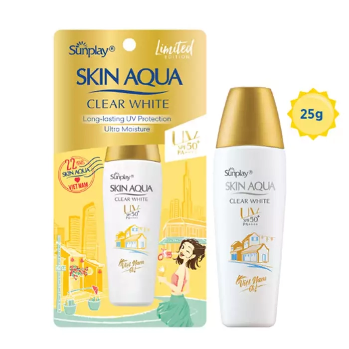 Sunplay Skin Aqua Clear White SPF 50+/Pa++++ 25g - Sữa chống nắng dưỡng da trắng mịn