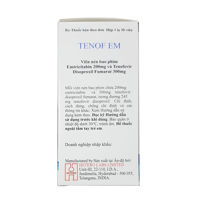 Thuốc Hetero TENOF EM 200mg/300mg, Hộp 30 viên ( VN3-72-18 )