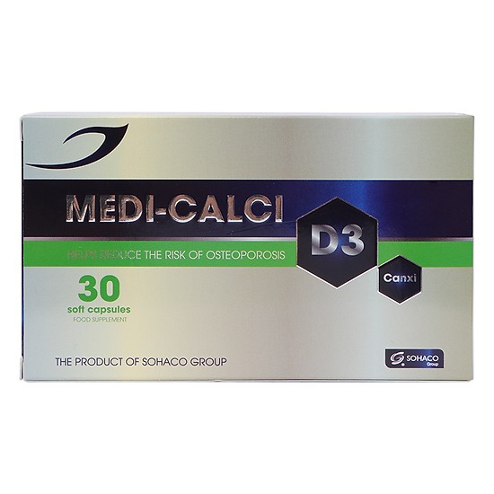 Thực phẩm bảo vệ sức khỏe Medisun Medi Calci D3, Hộp 30 viên