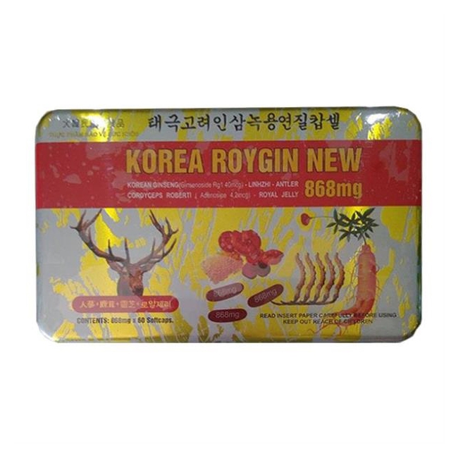 Thực phẩm tăng cường sức khỏe Korean Roygin New 868mg, Hộp 60 viên