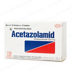Acetazolamid - Acetazolamid 250 mg, Hộp 10 vỉ x 10 viên