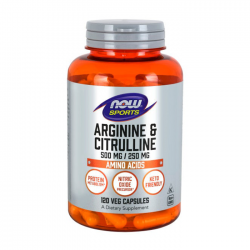 Arginine & Citrulline 500mg/250mg Now 120 viên - Viên uống tăng xây dựng cơ bắp cho người tập thể thao