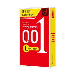 Bao cao su mỏng 0.01mm Okamoto Condoms Zero One L size (Hộp 3 cái)
