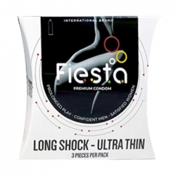 Bao cao su siêu mỏng kéo dài thời gian Fiesta long shock Ultra Thin, Hộp 3 cái