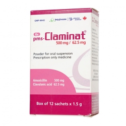 Thuốc kháng sinh Imexpharm Claminat 500mg/62.5mg, Hộp 12 gói
