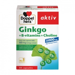 Ginkgo + B-Vitamins + Choline Doppelherz 3 vỉ x 10 viên - Viên uống bổ não