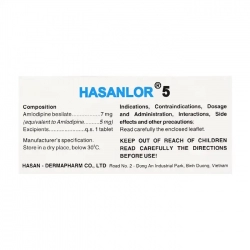 Hasanlor 5mg Hasan 10 vỉ x 10 viên - Điều trị tăng huyết áp, đau thắt ngực