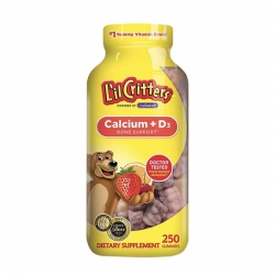 Kẹo dẻo gấu L’il Critters Calcium + D3 hỗ trợ xương, răng chắc khỏe, Chai 250 viên