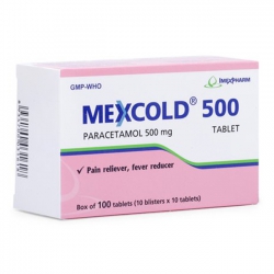 Thuốc giảm đau Imexpharm Mexcold 500mg, Hộp 100 viên nén