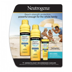 Combo chống nắng Neutrogena Beach Defense Sunscreen Spray SPF 70 - 2 Pack 6.5 oz + 1 oz. Lotion