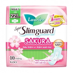 Super Slimguard Sakura Laurier 10 miếng (hương anh đào, có cánh)