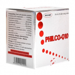 Thuốc bổ sung vitamin & khoáng chất Philco-Q10, Hộp 10 vỉ x 10 viên