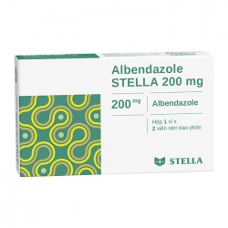 Thuốc điều trị giun, sán Albendazole Stella 200mg, Hộp 2 viên