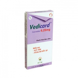 Thuốc điều trị suy tim tăng huyết áp Vedicard Carvedilol 6,25 mg