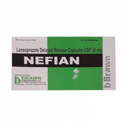 Thuốc điều trị viêm loét dạ dày Brawn Nefian Lansoprazole 30mg, Hộp 30 viên