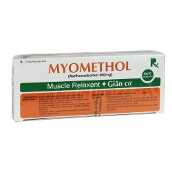 Thuốc giãn cơ Myomethol 500 - Methocarbamol 500mg, Hộp 10 vỉ x 10 viên
