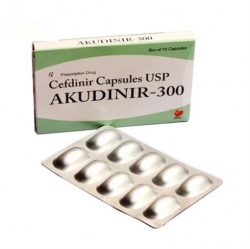 Thuốc kháng sinh Akudinir-300 - Cefdinir 300mg, Hộp 1 vỉ x 10 viên