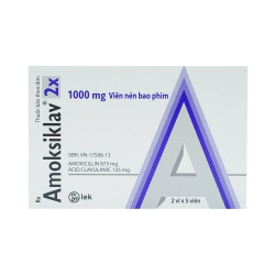 Thuốc kháng sinh Amoksiklav 1000 - Amoxicillin/Acid clavulanic,	Hộp 7 vỉ x 2 viên