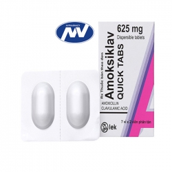 Thuốc kháng sinh Amoksiklav Quick 625 - Amoxicillin 500 mg, 7 vỉ x 2 viên