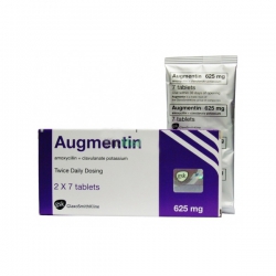 Thuốc kháng sinh Augmentin 625, 500mg/125mg, Hộp 2 vỉ x 7 viên