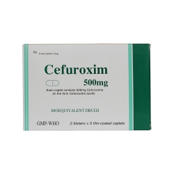 Thuốc kháng sinh Tipharco Cefuroxim 500mg, Hộp 10 viên