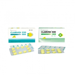 Thuốc kháng sinh Clarividi 500 - Clarithromycin 500mg, Hộp 2 vỉ x 10 viên