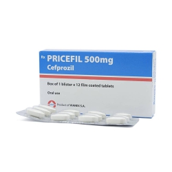 Thuốc kháng sinh Pricefil 500 - Cefprozil, Hộp 1vỉ x 12 viên