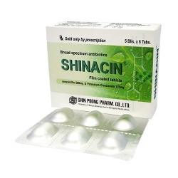 Thuốc kháng sinh SHINACIN 625mg, Hộp 30 viên