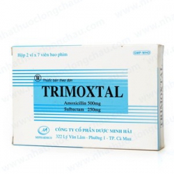 Thuốc kháng sinh Trimoxtal 500/250, Amoxicillin/Sulbactam, Hộp 2 vỉ x 7 viên