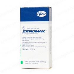 Zitromax 500mg Pfizer, Hộp 1 vỉ x 3 viên