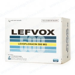 Thuốc kháng viêm Lefvox 500 - Levofloxacin hemihydrat 500mg, Hộp 10 vỉ x 10 viên