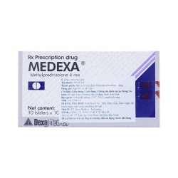 Thuốc kháng viêm Medexa 4 - Methylprednisolon 4mg, Hộp 10 vỉ x 10 viên