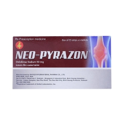 Thuốc kháng viêm Neopyrazon 50 - Diclofenac Natri 50mg, Hộp 25 vỉ x 4 viên