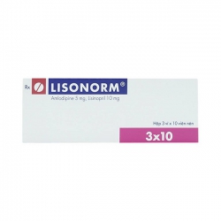 Thuốc Lisonorm, Amlodipne 5mg, Lisinopril 10mg, Hộp 30 viên