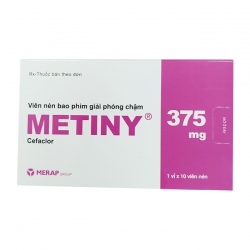 Thuốc Metiny - Cefaclor 375mg, Hộp 1 vỉ x 10 viên