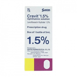 Thuốc nhỏ mắt Cravit 1.5% - Levofloxacin Hydrat 15mg, Hộp 1 lọ 5ml