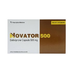 Thuốc Novator 500mg, Deferipron 500mg, Hộp 50 viên