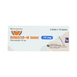 Thuốc Ruvastin 10mg, Rosuvastatin 10mg, Hộp 20 viên