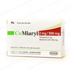 Thuốc tiểu đường Comiaryl 2/500 - Glimepirid/metformin, Hộp 3 vỉ x 10 viên