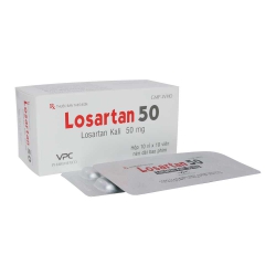 Thuốc tim mạch Losartan 50mg (Hộp 10 vỉ 10 viên nén dài)