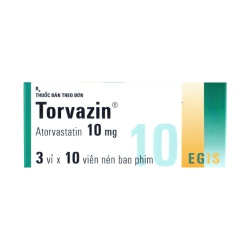 Thuốc Torvazin 10mg, Atorvastatin 10mg, Hộp 30 viên