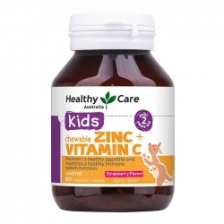 Tpbvsk tăng cường sức đề kháng cho bé trên 2 tuổi Health Care Kids Zinc, Vitamin C, Chai 60 viên