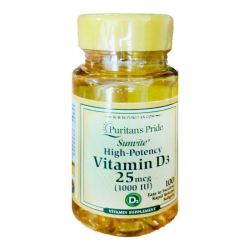 Tpbvsk Viên uống bổ sung vitamin Puritan’s Pride VITAMIN D3 25mcg (1000IU), Lọ 100 viên