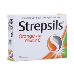Viên ngậm Strepsils Orange With Vitamin C, Hộp 24 viên