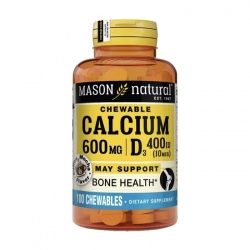 Calcium 600mg + D3 Mason Natural 100 viên - Viên nhai bổ sung canxi