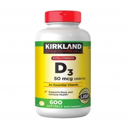 Kirkland Vitamin D3 50 mcg ( 2000IU, Chai 600 viên
