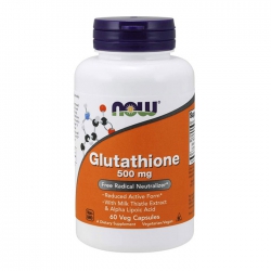 Viên uống hỗ trợ trắng da Now Glutathione 500 mg, Chai 60 viên